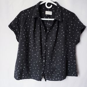 Universal Thread Crop Polka Dot Blouse L